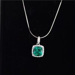 2.1 Carat Lab Created Emerald Sterling Silver Necklace